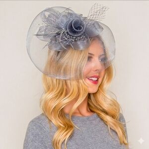 Beloved Millinery Sophisticated Gray Floral Fascinator Brunch Church Tea Wedding